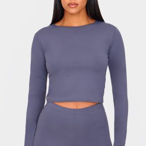 Tall Charcoal Crew Neck Long Sleeve Active Top