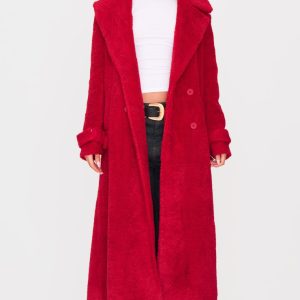 Red Borg Double Breasted Maxi Coat