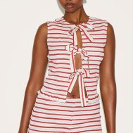 06d0326de1b0a09d84c7a717015e2ea5889528f0_CNM5265_1_tomato_red_stripe_tie_front_extreme_shirred_top