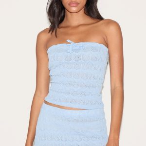 Baby Blue Crochet Mini Skirt