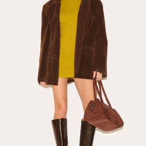 Olive Ribbed Knit Mini Dress - Olive, XS