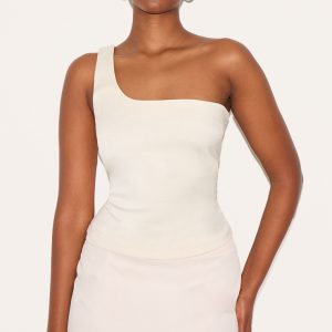 Cream Woven Asymmetric Top