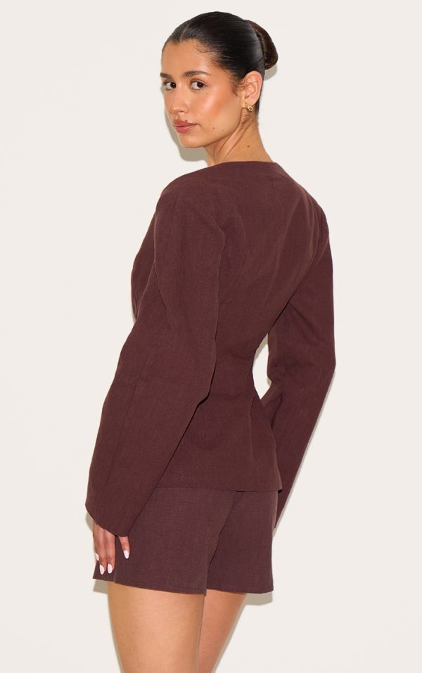 1557c7645eb96c631338908d9043349be8c552bd_CNM7371_2_tall_chocolate_premium_linen_look_tailored_cocoon_sleeve_cinched_blazer