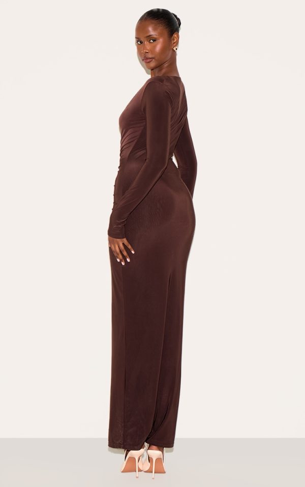 1a927469956e77b5ac942c1d8c64c4709da46fa5_CNM8002_2_chocolate_double_layer_plunge_ruched_maxi_dress