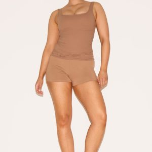 Shape Taupe Active Ruched Side High Waisted Cycling Shorts