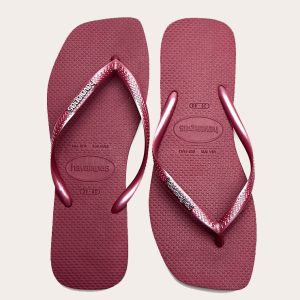 Burgundy Havaianas Slim Square Logo Flip Flops