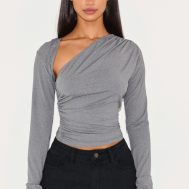 1d06ac4fe3fcd8462b8e7c4bc135ea198b62d40c_CNL8388_1_petite_charcoal_slinky_long_sleeve_ruched_side_top