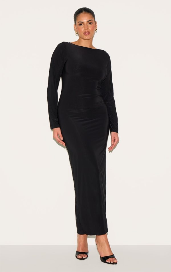 20ac6a3ff8027a7478c4dff04f6f7fb079573032_CNM3027_1_plus_black_double_layer_slinky_flared_sleeve_midaxi_dress-1