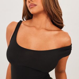 Black Soft Touch Ruched Side Bodysuit
