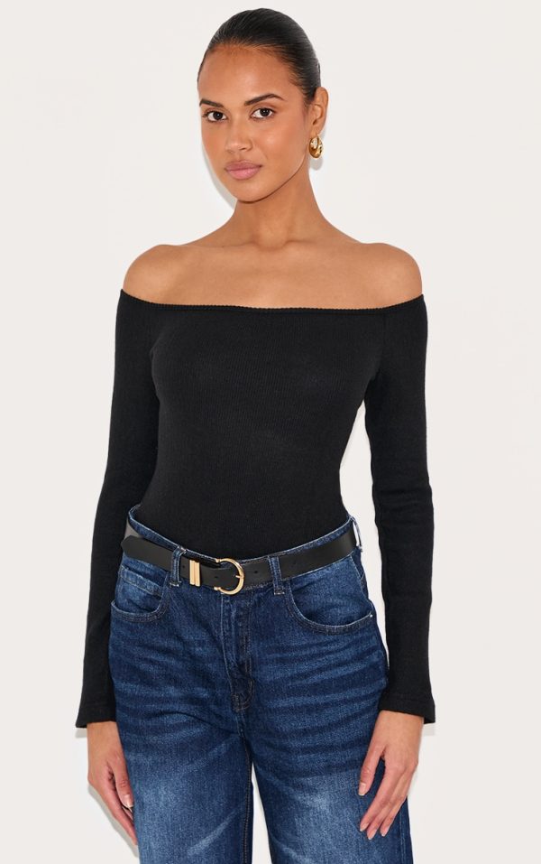 22a8243b7eae606aac6d3636d958056eabc2ba52_CNK6926_1_black_brushed_rib_bardot_long_sleeve_bodysuit
