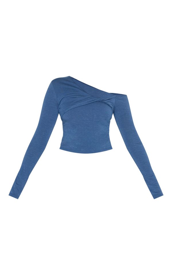 25d9c559592b07678b7e2a810bbf59d4b4a80e45_CNM2373_5_petrol_blue_contour_jersey_asymmetric_twist_detail_long_sleeve_top-1