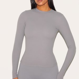 Tall Charcoal Contour Sculpt Long Sleeve T Shirt