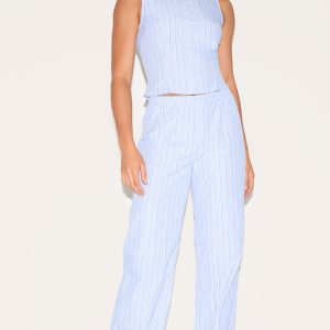 Tall Blue Stripe Straight Leg Trousers
