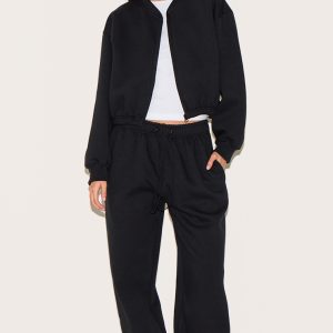 Black Drawcord Hem Oversized Joggers