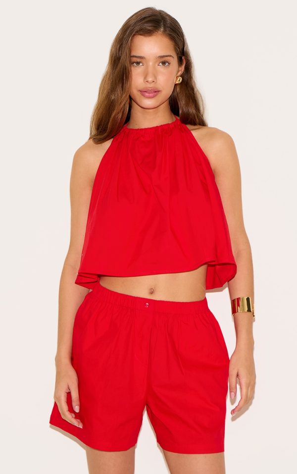 31c6b2ddd8b3e0223bf396b1dd52c4edd0b12381_CNM7100_1_tomato_red_poplin_low_back_halterneck_top