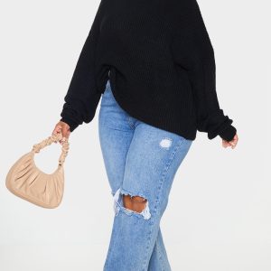 Plus Black High Neck Jumper