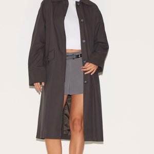 Charcoal Classic Button Through Mac