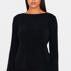 Tall Black Soft Textured Knit Top