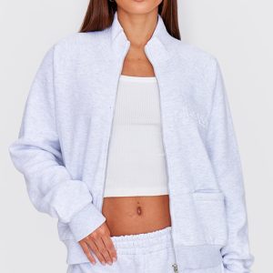 Tall Grey Marl Plt Sport Embossed Zip Up Sweatshirt
