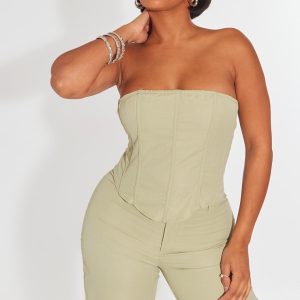 Shape Sage Green Woven Lace Up Back Corset