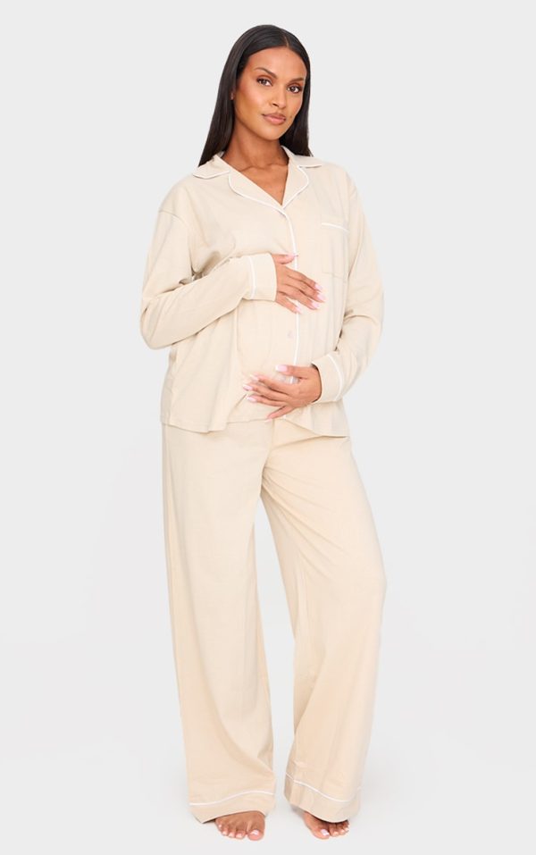 38d6ed6a32734ce6fbdcdd91170c4a6fcc5c2c15_CNL7133_1_maternity_sand_jersey_piping_detail_long_pj_set
