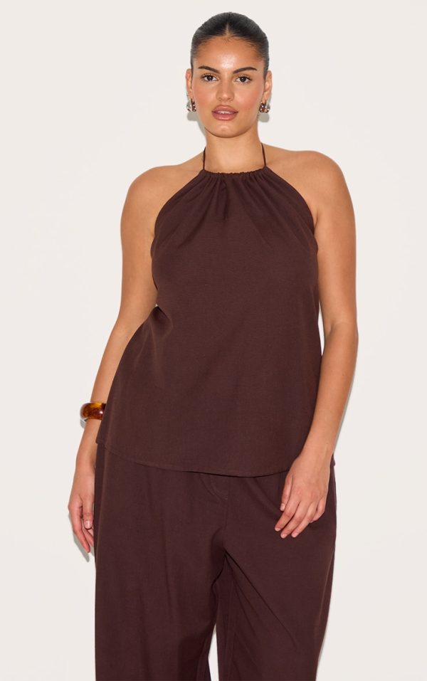 3e14d4d42cb90e247680c5d85ea304e5957dcf81_CNM5115_1_plus_dark_brown_striped_halterneck_top