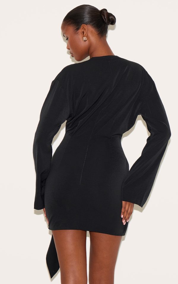 3f2c2bf8f4f2d8be1dafc916d1b4a46380e421a9_CNM1583_2_black_woven_plunge_wrap_shirt_dress