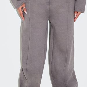 Shape Dove Grey Highwaisted Pintuck Wide Leg Joggers