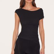 41a88cdf9576132359d543600dce5c30af73457b_CNM4264_1_black_textured_asymmetric_ruched_detail_long_top