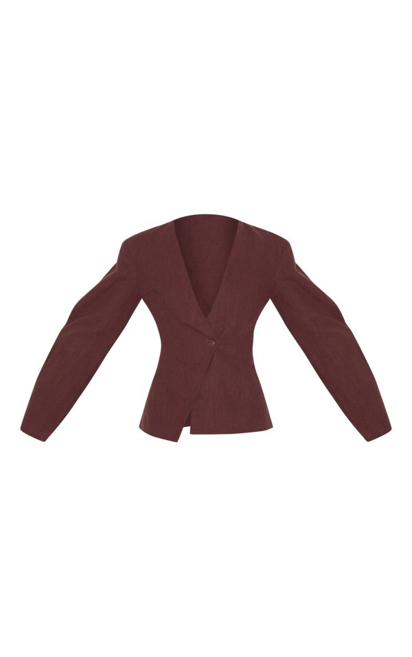 458ee92ea76a4dddd3f498dcac183d65b7633803_CNM7371_5_tall_chocolate_premium_linen_look_tailored_cocoon_sleeve_cinched_blazer