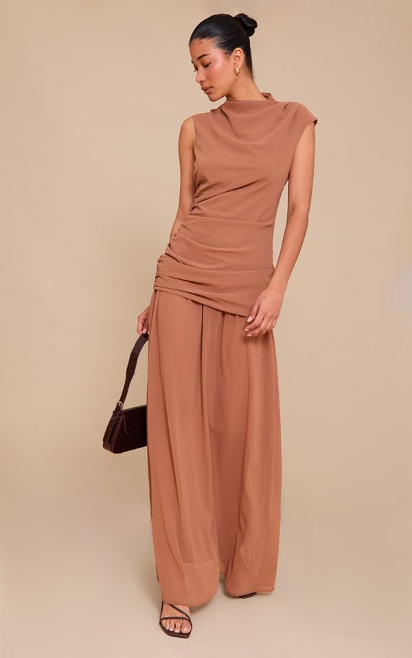45c40216505330298122e98eae1f5118448a103f_CNM7934_3_mocha_chiffon_ruched_dropped_waist_sleeveless_maxi_dress