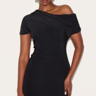49f5590403fbc8a724cce8457b5f452ab2497c96_CNM2988_1_black_slinky_off_the_shoulder_ruched_mini_dress