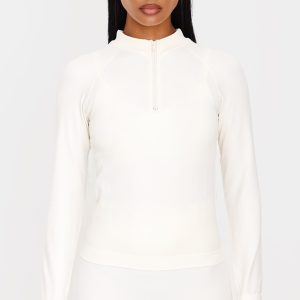 Butter Yellow Seamless Half Zip Gym Top