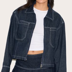 Dark Indigo Contrast Stitch Oversized Denim Jacket