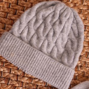 Grey Cable Knitted Beanie