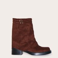 53826275c3f33b79242dadcdf0cef0a05e5f9fd0_CNL7145_1_chocolate_faux_suede_round_toe_fold_over_buckle_strap_ankle_boots