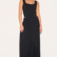 5477b7d89fb58abe65911aafa4144107b0a631db_CNM5501_1_petite_black_slinky_drop_waist_ruched_panel_maxi_skirt