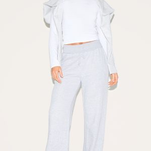 Tall Grey Marl Straight Leg Fold Over Joggers