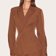 5665298b2379bf114d97c1f3b99cd7e616f3bbe6_CNM1773_1_clay_woven_cinched_waist_fitted_blazer