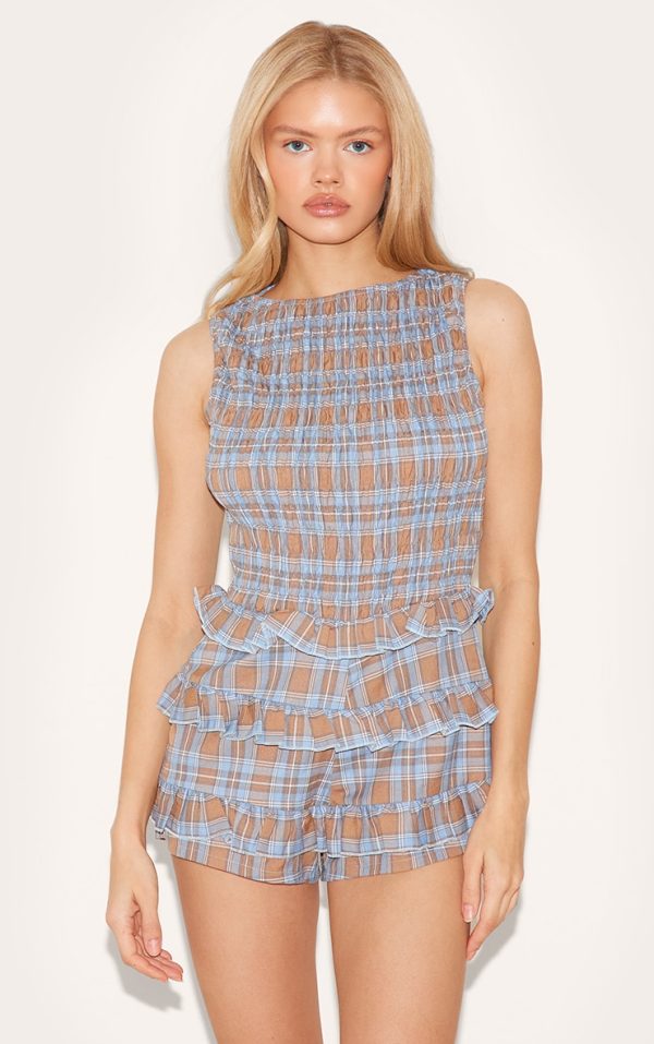 56fca814f9f03eec668e4e80ba616b84616b52c1_CNL9247_1_green_gingham_woven_shirred_boat_neck_playsuit