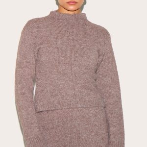 Petite Chocolate Knit Long Sleeve Jumper