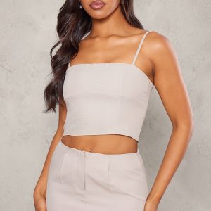 Stone Woven Straight Neck Cami Top