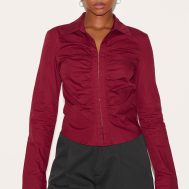 5a17ec1fc5ebeb065fed24f242bdabb04d0f7f78_CNL7549_1_plum_hook_and_eye_ruched_fitted_shirt