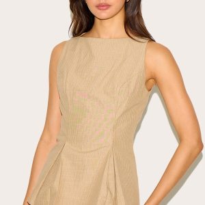 Sand Striped Cotton Peplum Top