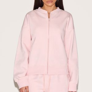 Petite Baby Pink Zip Through Sweatshirt
