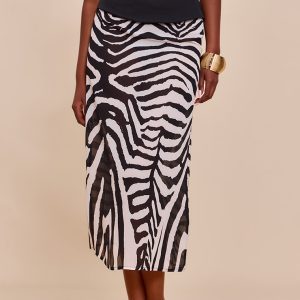 Zebra Print Sheer Chiffon Midaxi Skirt