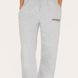 Ash Grey Embroidered Wide Leg Joggers