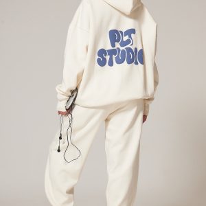 PRETTYLITTLETHING Sand Premium Studio Print Oversized Hoodie