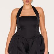 72c9fd391b759f3eea64ebda69753773ce54fb43_CNM2028_1_plus_black_satin_halter_neck_puffball_playsuit