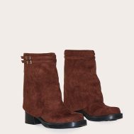 7361c9f6cf05f5585c73d05f7c6cbb4000f68a4a_CNL7145_2_chocolate_faux_suede_round_toe_fold_over_buckle_strap_ankle_boots